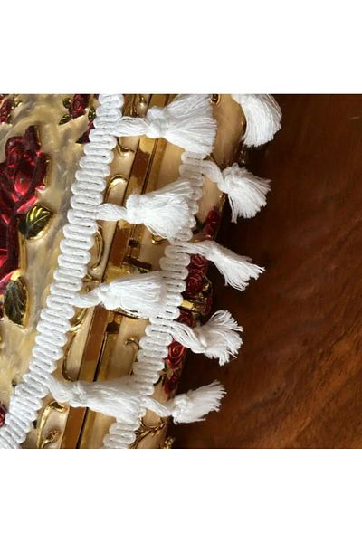 OZN AKSESUAR Ribbon Tassel Lace Trim Home Decor Carpet Edge Clothes Edge Cotton Tassel Fringe White