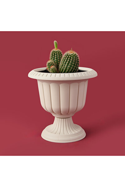 SERİNOVA Serinova Ayaklı Plastik Saksı - Beyaz - 20,5x30x30 cm