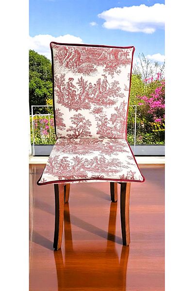 shules collection Linen Maroon French Noble Back Zippered Chair Cushion