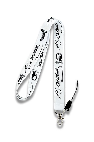GOSSİP TEAM White Color Kemal Ataturk Signature and Portrait Neck Lanyard Strap Name Badge Holder-Phone Strap
