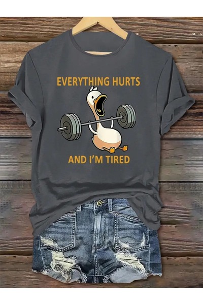 MOY TEKSTİL Γυναικείο μπλουζάκι με στάμπα πάπιας