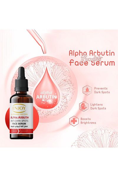 Enjoy ALPHA ARBUTIN ANTI-DARK SPOTS FACE SERUM 50 ml, Brightening & Hydrating Formula for Even Skin