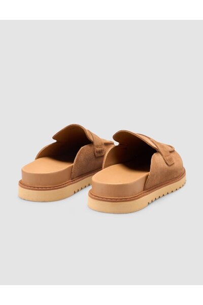 Cabani Papuci de damă 100% piele naturală din piele intoarsa maronie