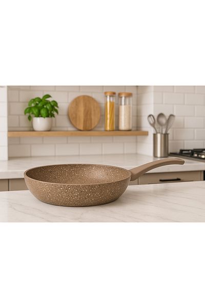 OMS 3210 - 30 Cm Non Stick Brown Granite Frypan - Made In Turkey