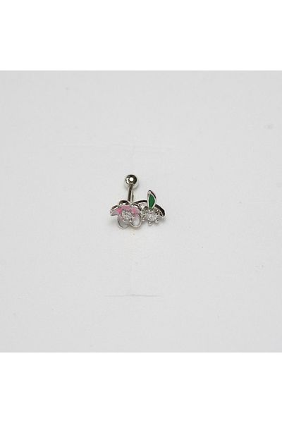 Piercing by Sever Pink Mined Flower Leaf Steel Piercing Silver/Silver Color, Transparent Stone (Targus Helix Conch Flat)