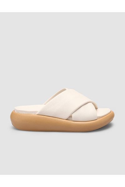 Cabani Papuci de damă 100% piele naturală alb catifelat