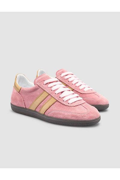 Cabani 100% Genuine Leather Pink Lace-Up Women's Sneaker