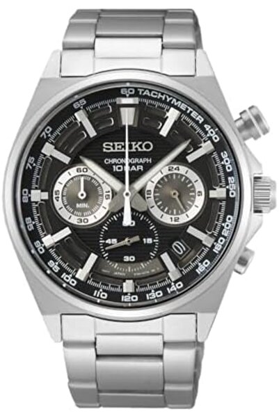 Seiko Watch, Black, Cinturino in Metallo SSB397P1