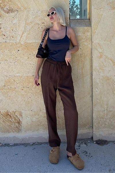 Madmext Relaxed Cut Brown Trousers - Adjustable Waist MG2161