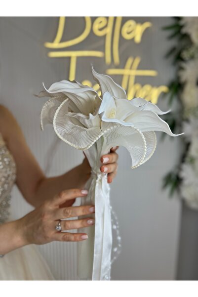 VİYA Sade Gala Gelin Buketi Gelin Çiçeği Damat Yaka Çiçeği Hediye