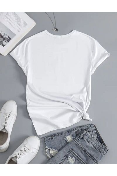 Mythologie Λευκό Why Not T-Shirt - Κοντό μανίκι με στάμπα Oversize Crew Neck