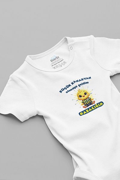 Overoz I'M Here to Be a Little Canary, Daddy Written Fan Baby Body with Snap Fasteners Badi Zıbın Jumpsuit 5910