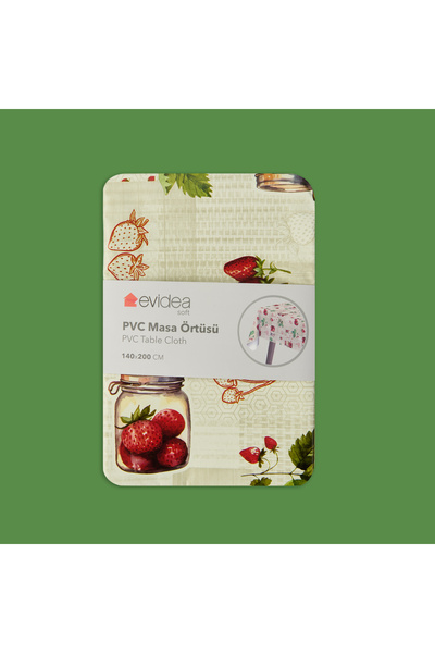 Evidea Soft Çilek Pvc Masa Örtüsü - Bej - 140x200 cm