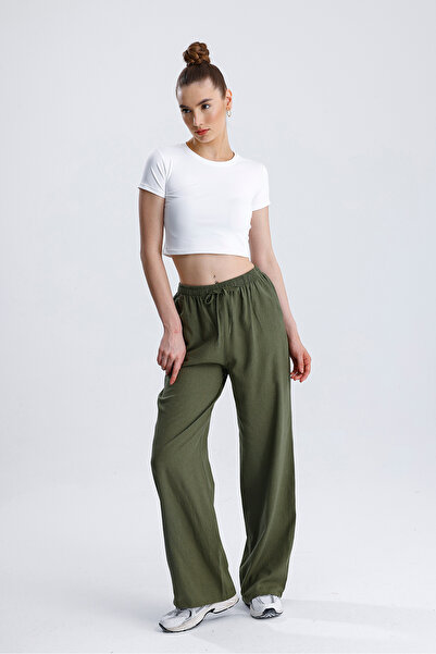 FV Kadın Bol Paça Keten Pantolon