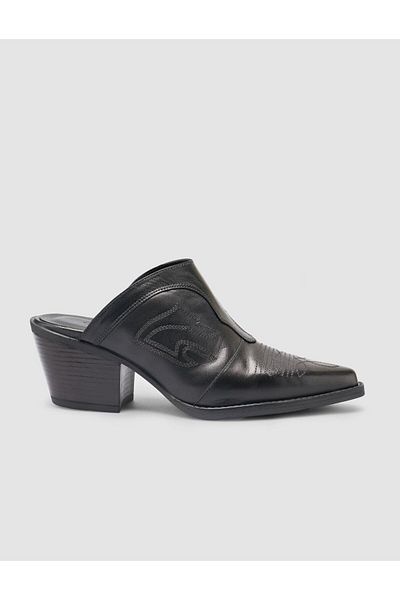 Cabani 100% Genuine Leather Black Women's Cowboy Slippers