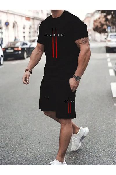 LAND MODA Men's Comfortable Short Sleeve T-Shirt and Shorts Set,