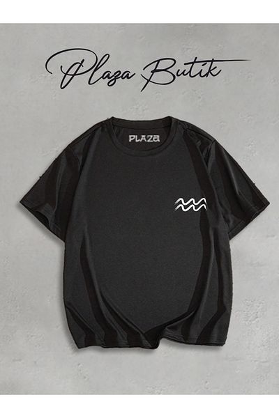 Plaza Butik Μπλουζάκι με λογότυπο Aquarius με στάμπα Unisex Oversize