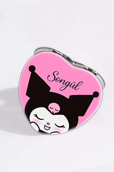 İŞTE BU Kişiye Özel İsimli Kuromi Baskılı Kalp Deri Ayna Çanta, Cep ve Makyaj...