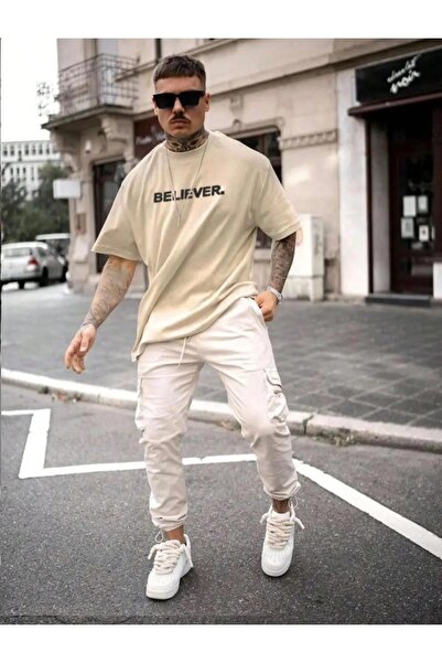 stg spor toptan giyim Ανδρικό μπλουζάκι με στάμπα μπεζ Believer