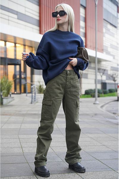 Madmext Khakifarbene Cargohose mit Taschendetail MG1602