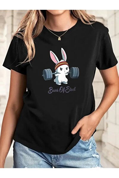 MOY TEKSTİL Γυναικείο μπλουζάκι με στάμπα κουνελιού