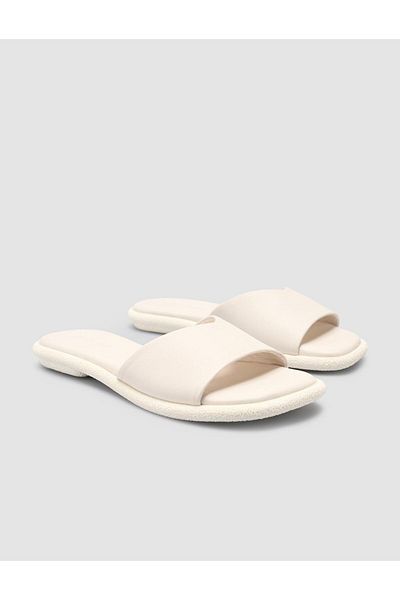 Cabani Papuci de damă albi 100% piele naturală