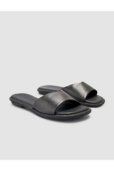 Cabani 100% Genuine Leather Black Women's Slippers