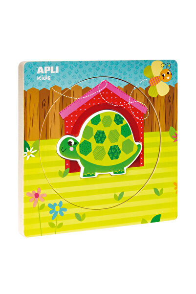 Apli Kids Puzzle in straturi Broasca Testoasa, din lemn, Apli, 3 straturi, +2...