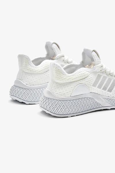 İmerShoes Pantofi sport albi ortopedici unisex, cu dungi, cu șireturi, respirabil, cu talpă ultra confortabilă, pantofi T-135