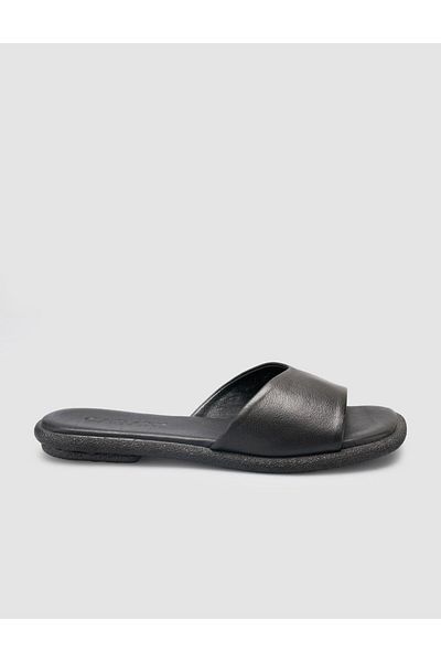 Cabani 100% Genuine Leather Black Women's Slippers