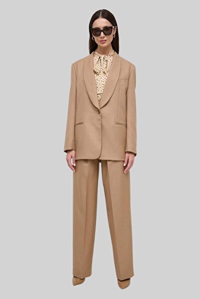 BOSS Kadın Regular Fit Yün Pantolon Bej