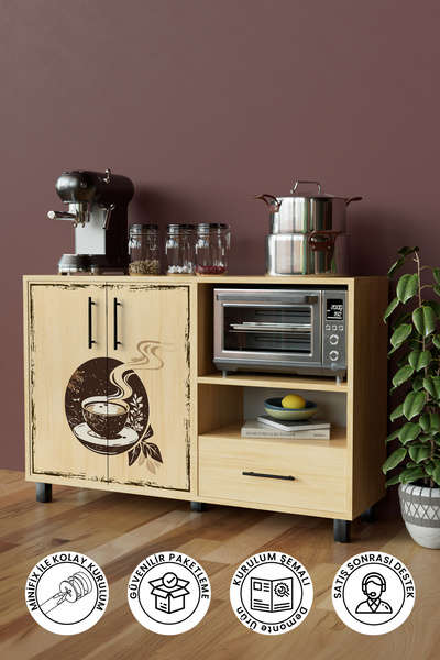 hediye kapında Mocha Design "Arvien" Kahve Köşesi Çekmeceli Çok Amaçli Mutfak Dolabı