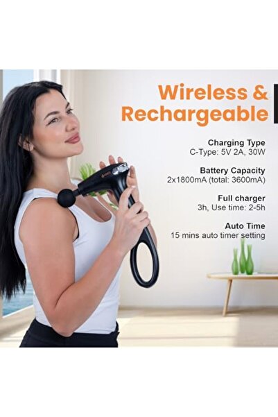ARES iUltra Long Mini Massager 8 Speed Settings, 4 Interchangeable Massage Heads for Targeted Mu