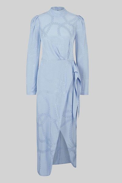 HUGO Women's Regular Fit Kasera Chain Patterned Draped Dress Blue
