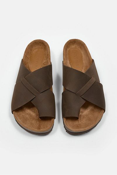 NILUFARR Papuci de damă Luana Brown Nubuck din piele naturală