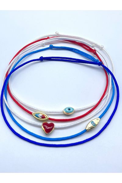 Concept HuBuTU 5 Pieces Minimal Evil Eye Luck Rope Anklet Set