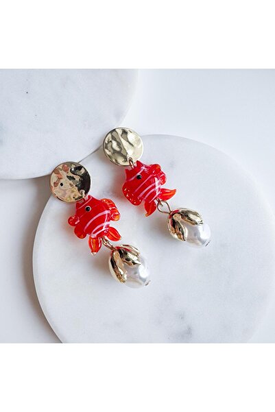 Venus Design Çelik Murano Balık İnci Küpe