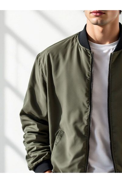 YONEZ MODA Unisex Oversize Διπλή Τσέπη Bomber Jacket College Jacket