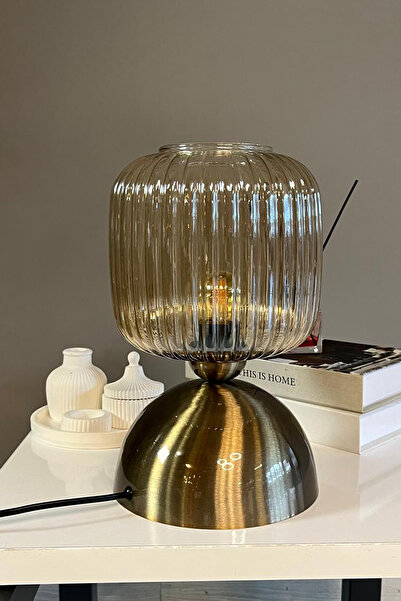 Bamyum Mopa Cam Bal Rengi Masa Lambası Dekoratif Masaüstü Aydınlatma Hol Abaj...