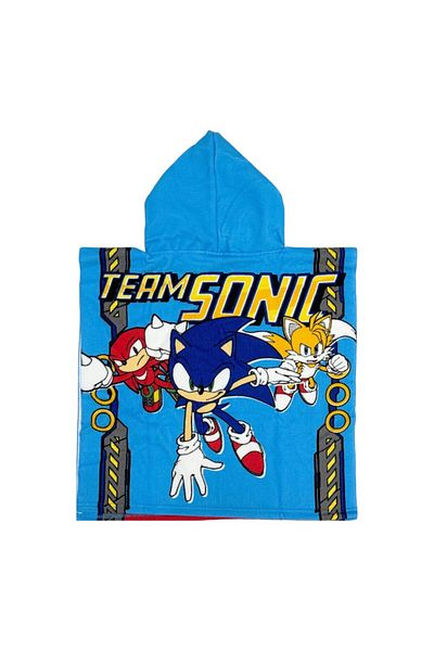 Sonic Prosop tip poncho pentru copii, microfibra, 50x100 cm, multicolor, Team, Sonic
