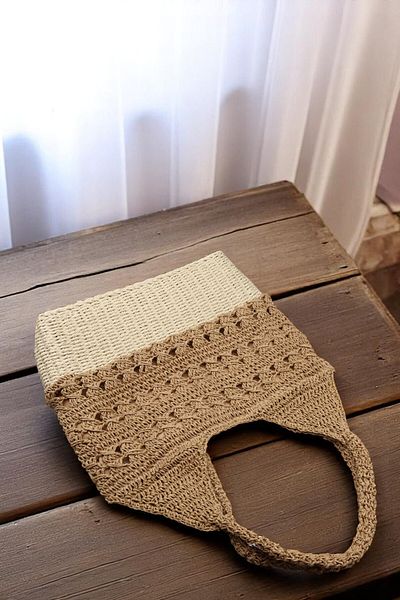 HFKY Geantă de damă Starry Straw / Tricotată manual / Handmade / Vară / Geantă de plajă