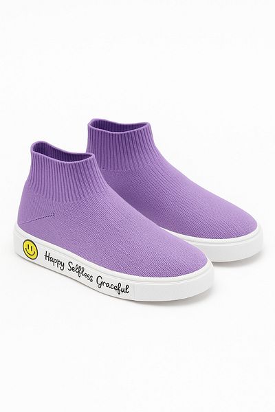 Katia&Bony Children's Rose Face Sole Socks Shoes Lilac