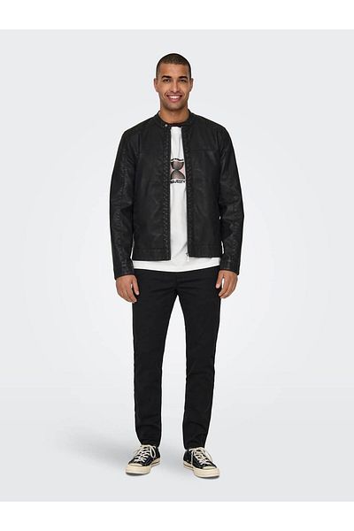 Only & Sons Мъжко черно кожено яке 22012339blk