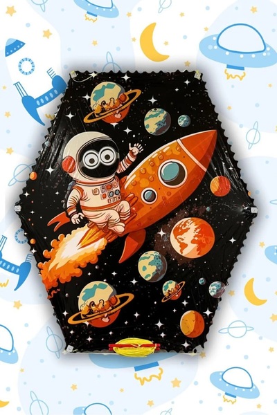 MAKGO Altıgen Astronot Modelli Uçurtma 50mt İpli YENİ