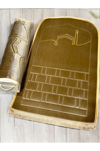 AYHANHOME Minimal Kaaba Patterned Orthopedic Knee Pain-Free Sponge Gift Dowry Purse Fringed Bag Prayer Rug