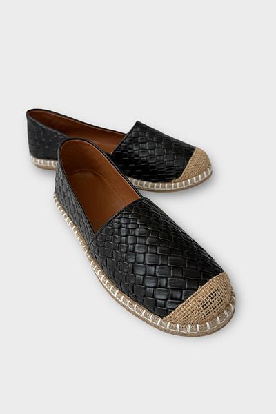 Liger Women's Espadrille Patterned Ballerina Shoes Black