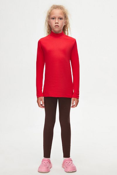 LOVETTI Girl - Light Red Basic Winter T-shirt, HAlf Turtleneck, Long Sleeve