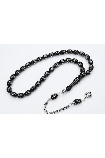 Skygo Oltu Stone Beyzi Model Single Zigzag Baklava Embroidered Rosary