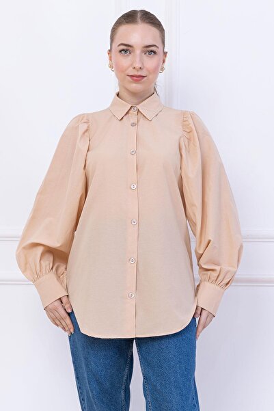 SENSTIL Balon Kol Gömlek Bej SS2639