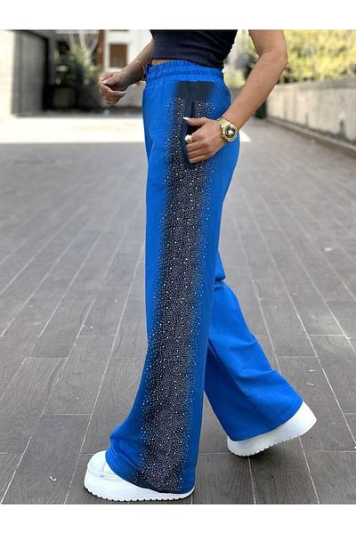 Kokoşum Butik 7164 Side Stone Trousers Blue